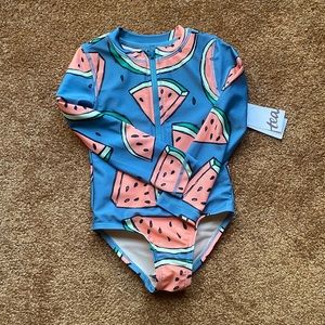 NWT toddler girls rashguard bathing suit 3T